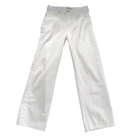Ética Women’s High Rise Wide Leg Jeans Ivory Cream‎ Parchment Sz 27 - Picture 7 of 7